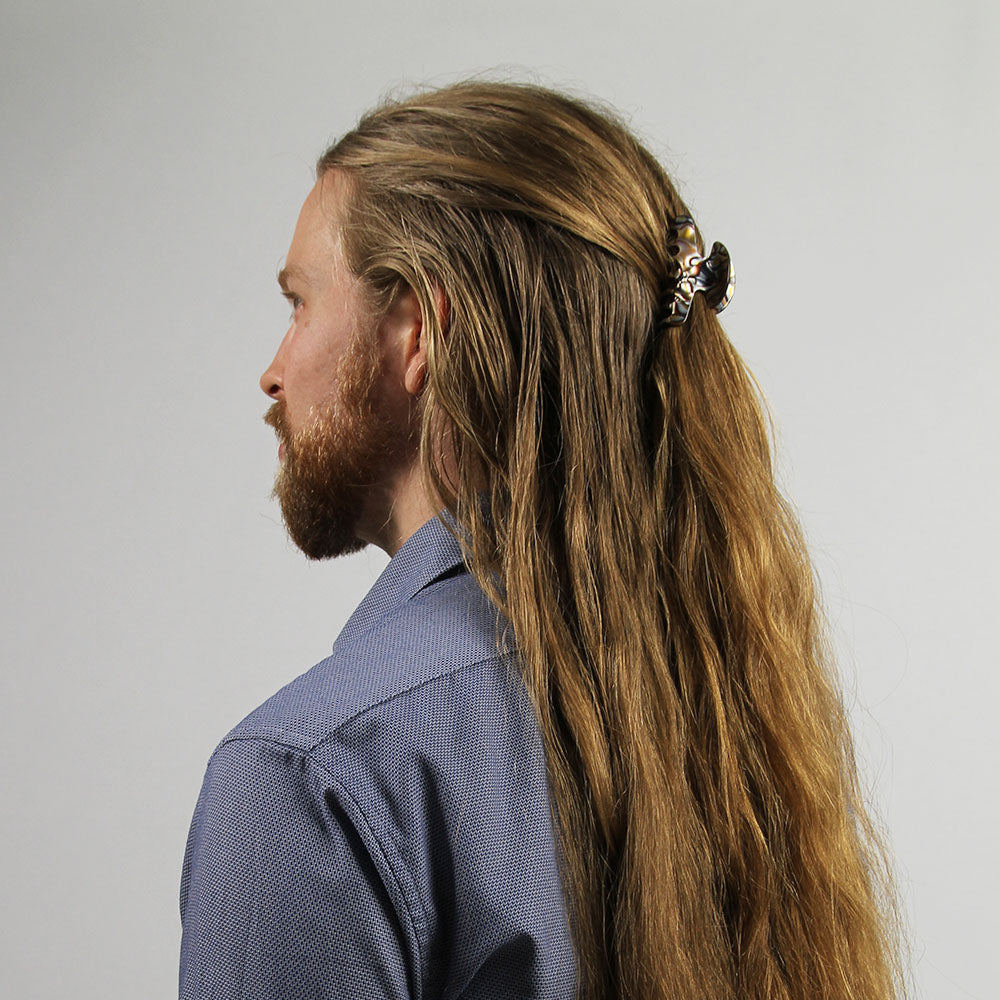 Mens-Small-Narrow-Clamp-Marbled-Ash-Mens-Fine-Hair-Medium-Hair-Clamp-Premium-Luxe-Grey